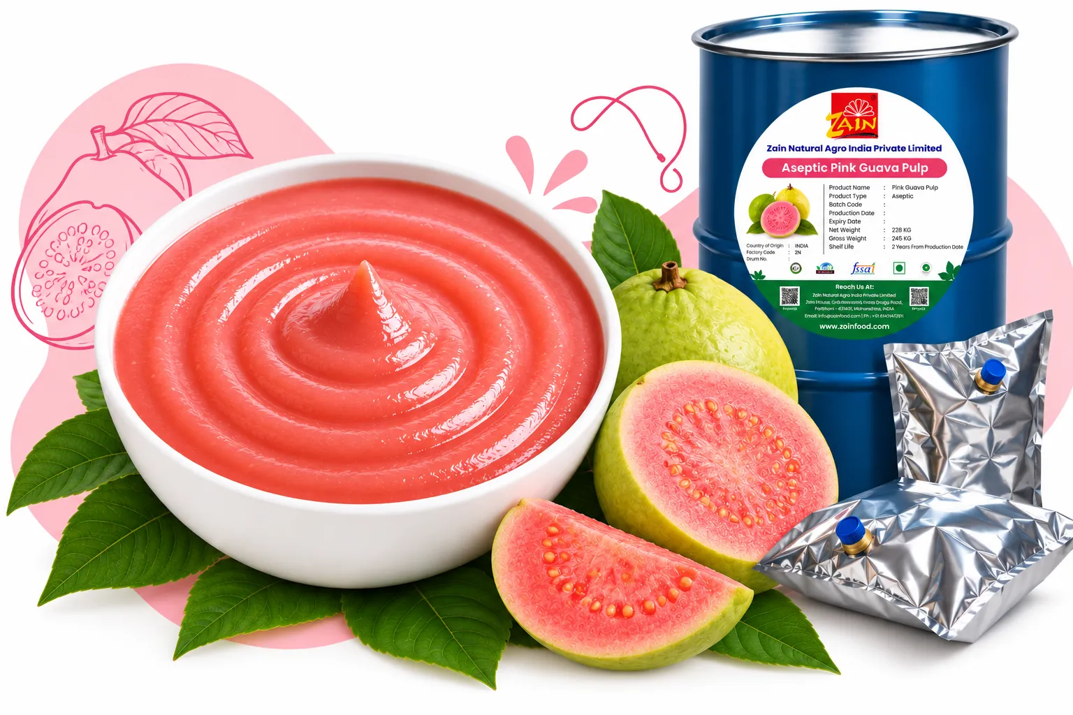 Aseptic Pink Guava Pulp