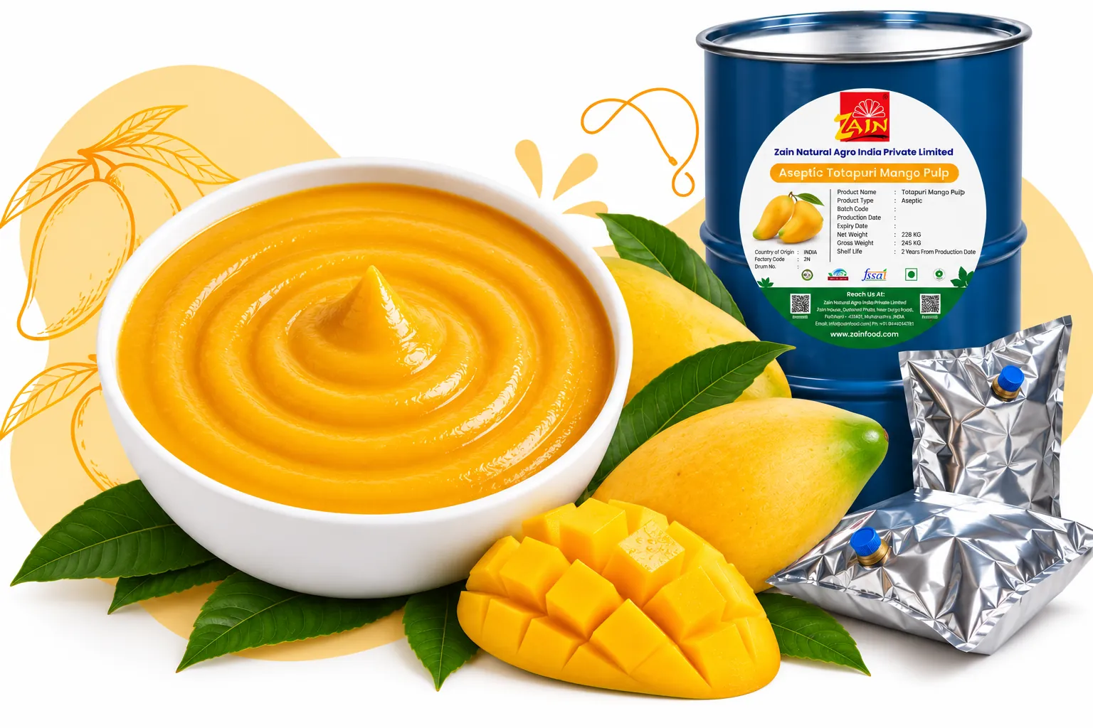 Aseptic Totapuri Mango Pulp